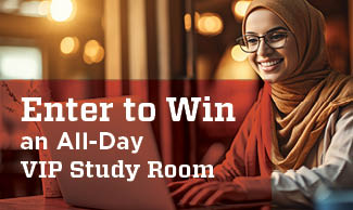 Enter to win a VIP study Room for your exclusive use before finals. Entries accepted Apr 15-22.